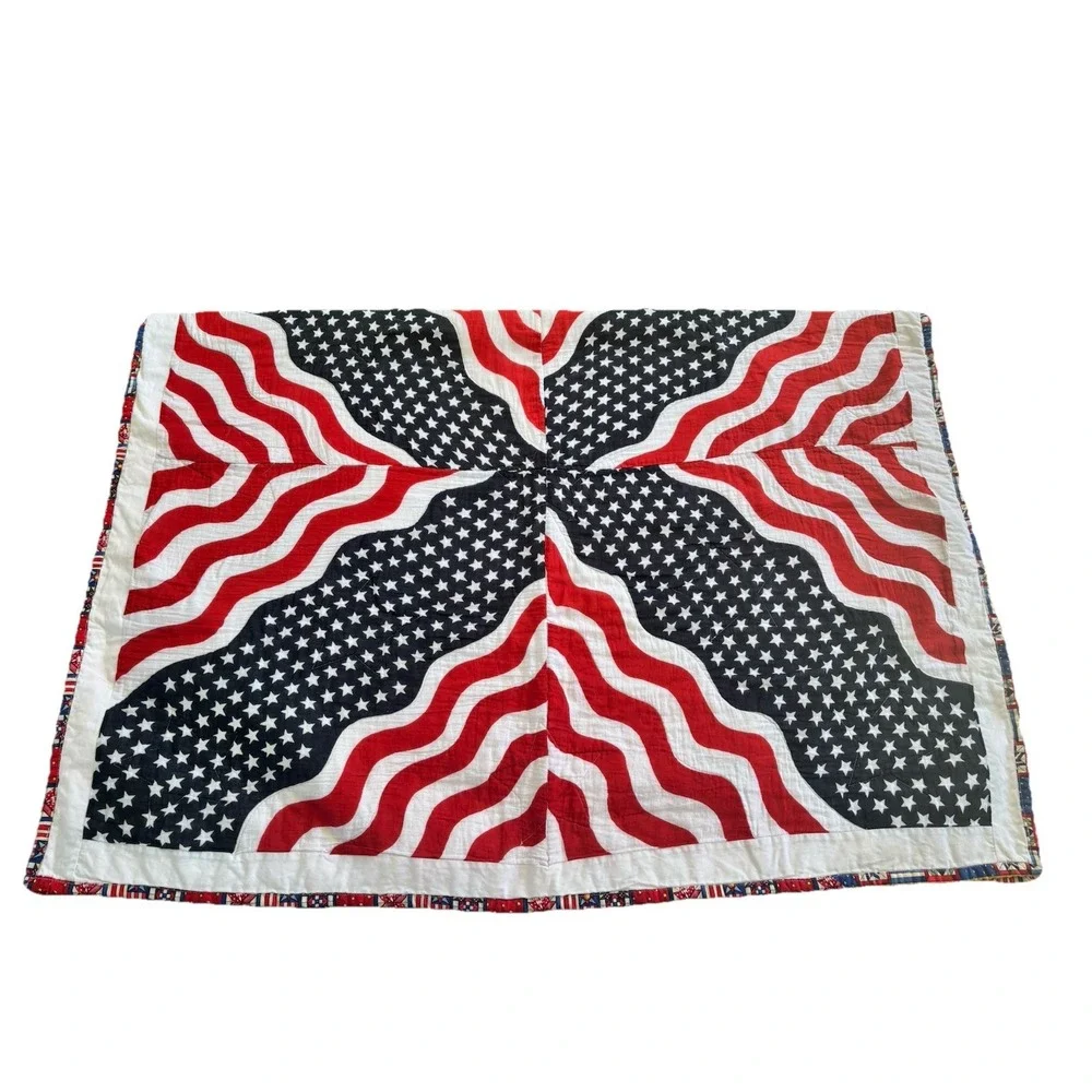 Handmade Patriotic American Flag Throw Quilt 54